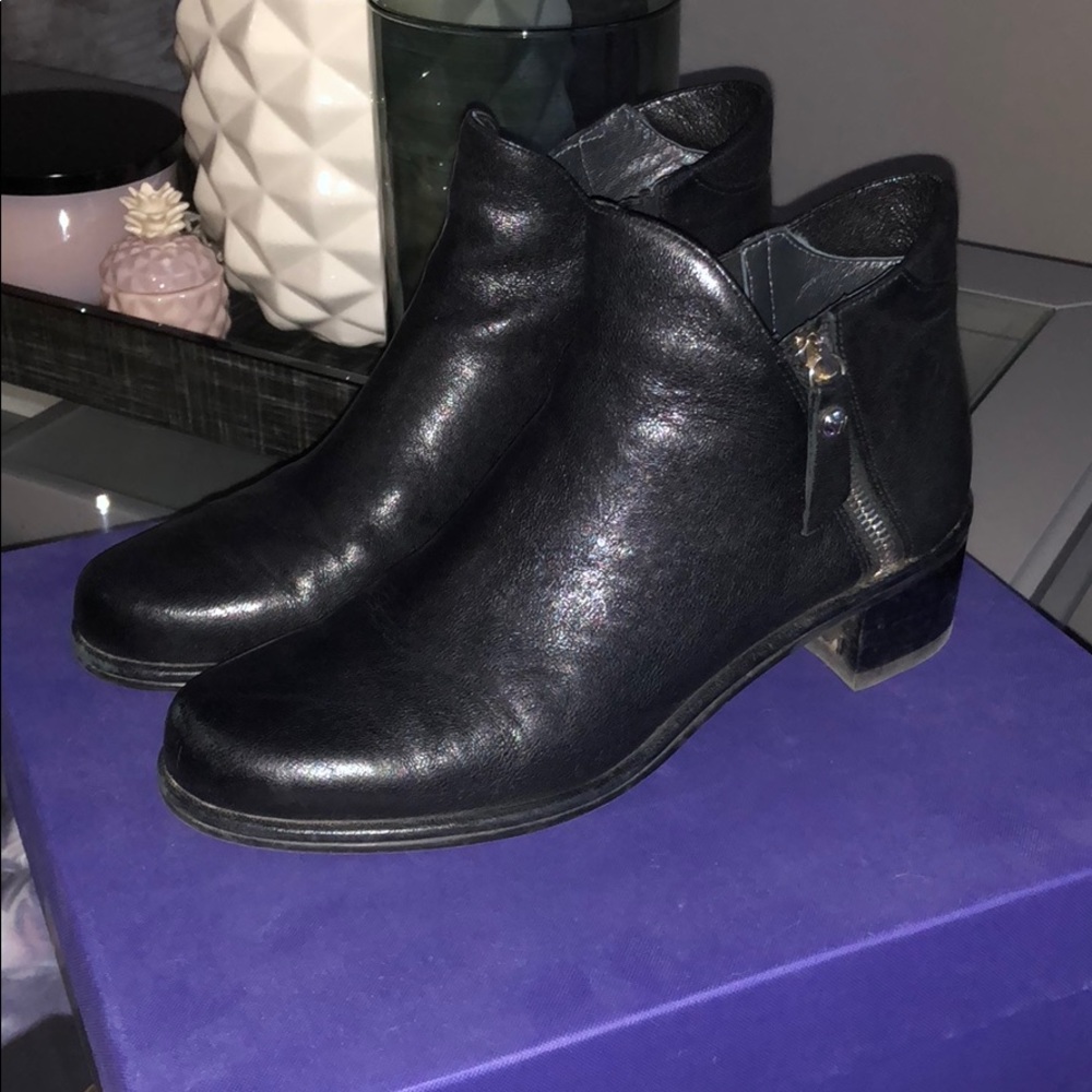 Stuart Weitzman zip down ankle leather boots